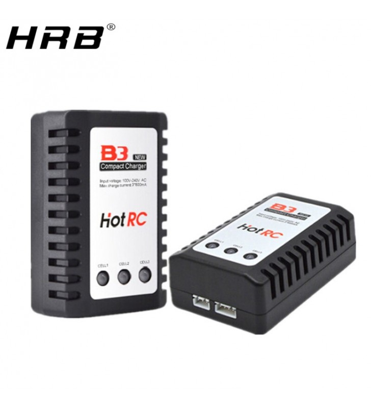 HotRc B3 10W Charger ขนาดกะทัดรัดสำหรับ2S 3S 7.4V 11.1V LiPo แบตเตอรี่เฮลิคอปเตอร์เครื่องบิน Multirotor FPV Racing Drone
