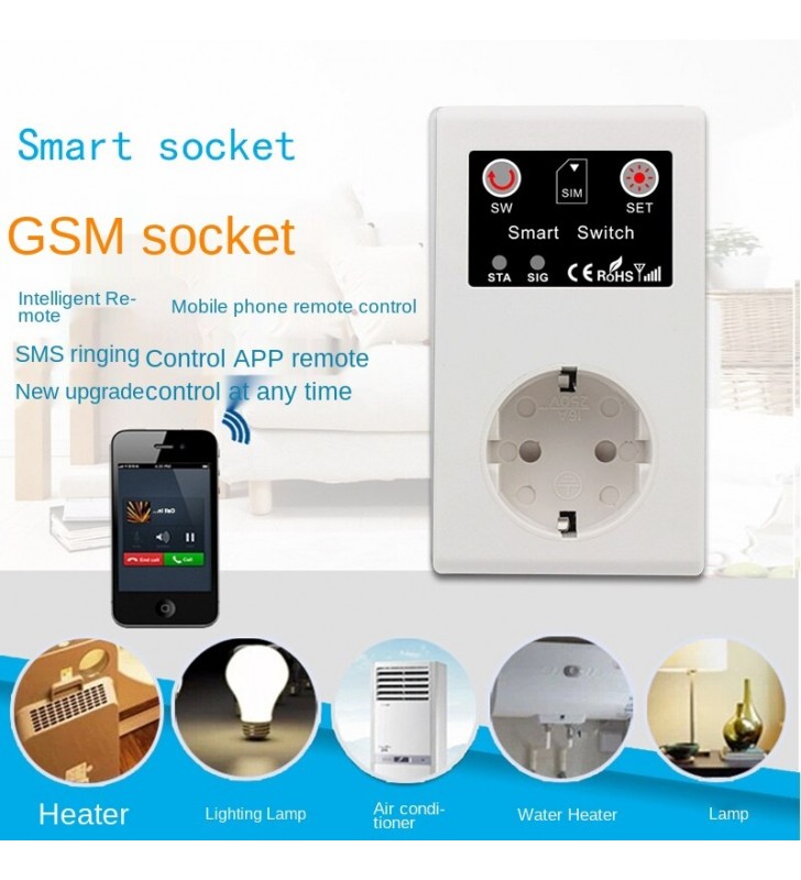 ใหม่ EU GSM Power Socket รีโมทคอนโทรล16A Smart Power Socket Outlet Temperature Controller Sensor Plug อัจฉริยะรีเลย์