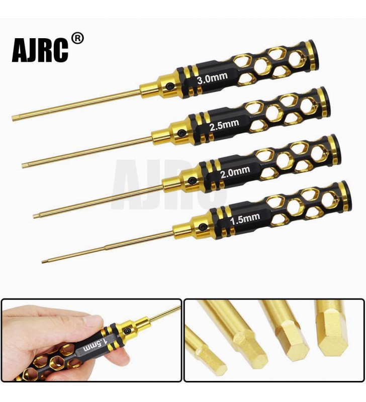 AJRC 4Pcs 1.5/2.0/2.5/3.0รังผึ้งHollow Light-รู้สึกไขควงหกเหลี่ยมสำหรับRCรุ่นรถAXIAL SCX10 TRX4 TRX6